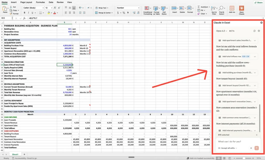 Claud in Excel